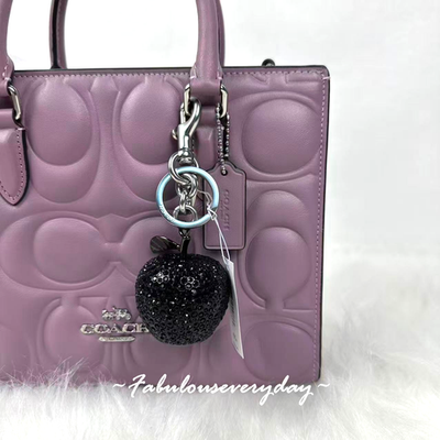 Coach Crystal Apple Bag Charm In Silver/Black CCD29 | eBay