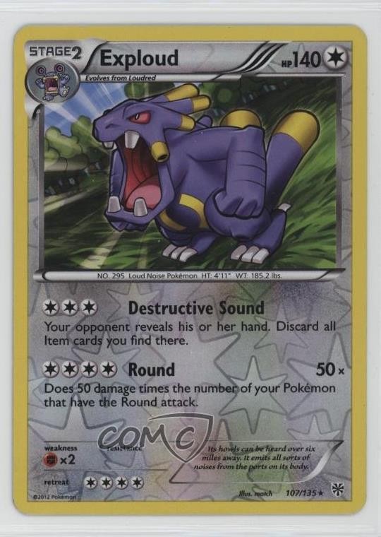 Exploud Reverse Foil Pokémon Black & White Plasma Storm #107