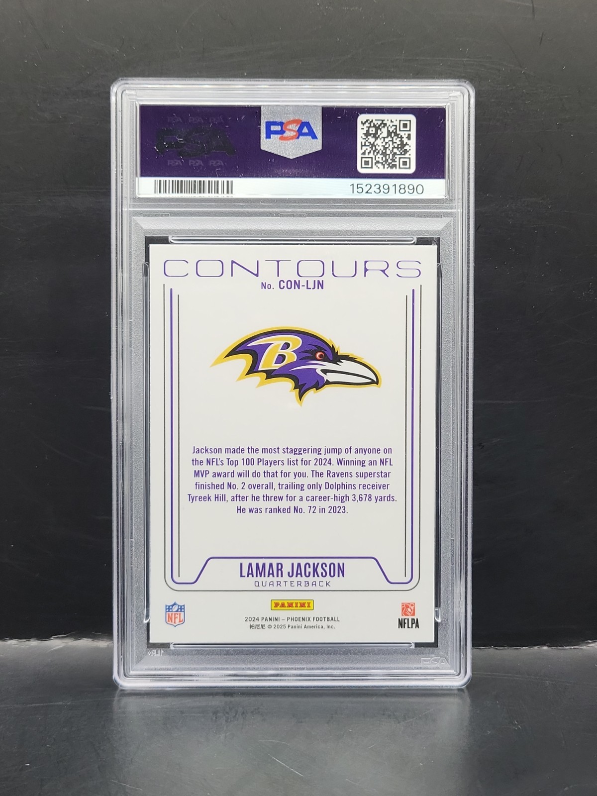 2024 Panini Phoenix - Lamar Jackson #CONLJN Contours Lazer PSA 10 Gem Mint Pop 3 view 2