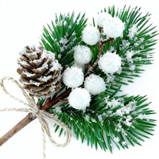 10 Pcs White Berry Stems - Christmas Picks and Sprays,Artificial Pine Branche...