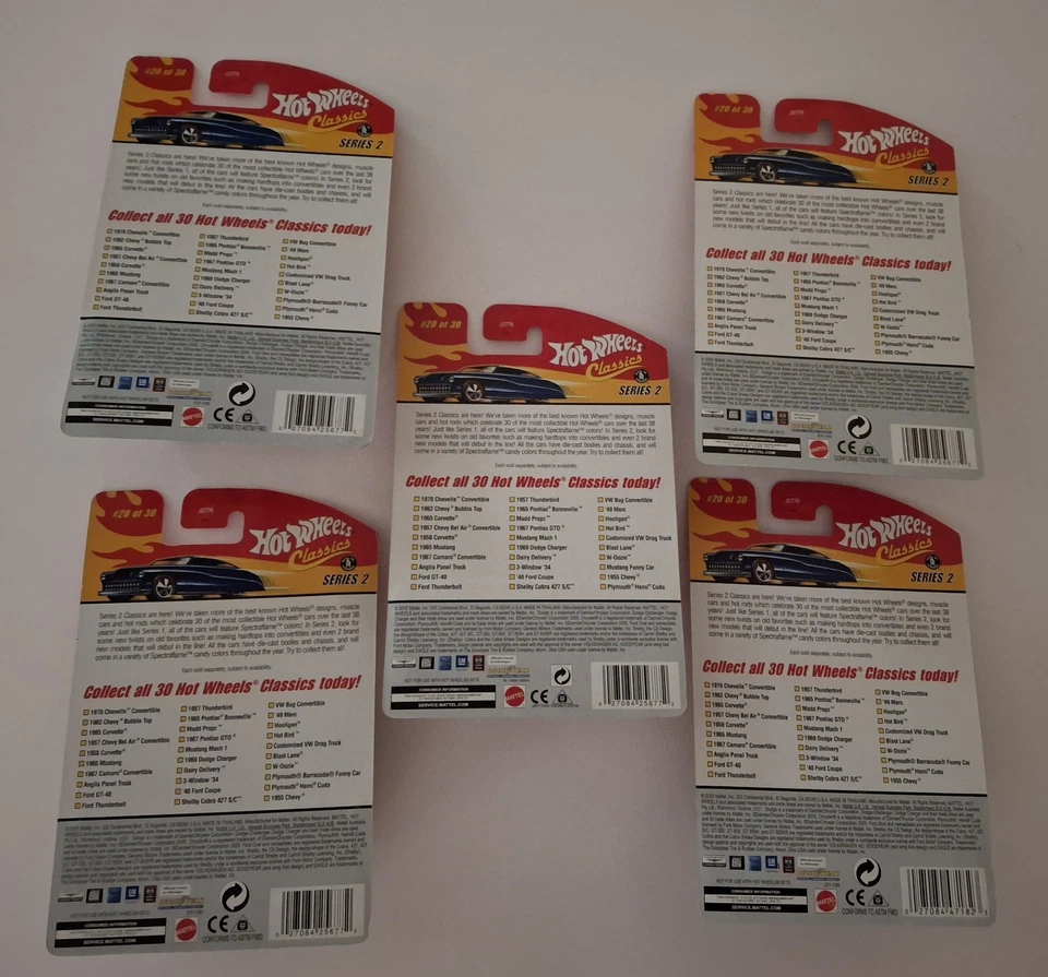 LOT [5] 2006 HOT WHEELS SERIES 2 CLASSICS Shelby Cobra 427 S/C; 5/6 KNOWN COLORS - image 2 of 4