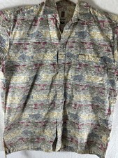 Vintage TORI RICHARD Hawaiian Button Shirt Medium Cotton Fish USA Free Ship