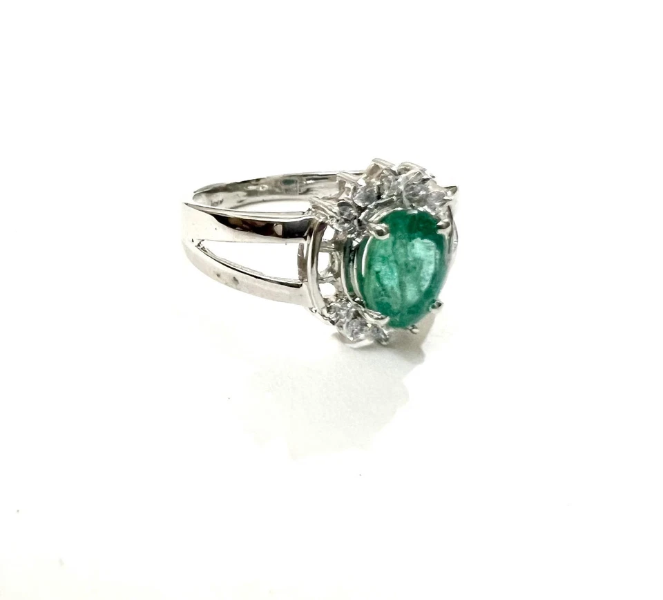 Anillo de plata esterlina esmeralda: joyería hecha a mano de piedras preciosas verdes, piedra de nacimiento de mayo Foto 2 de 4