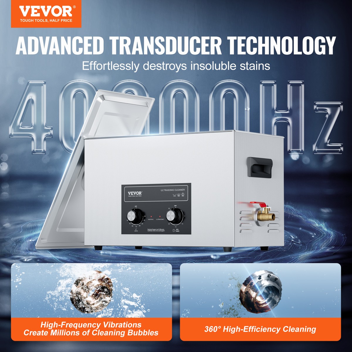 Vevor 30L Ultrasonic Cleaner Digital Timer And Heater 110V 40kHz Indus