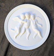 1870-80  Royal Copenhagen Eneret Bisque Round Plaque - Three Cherubs