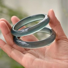 59-60mm High ice blue chalcedony bracelet ice round strip agate beauty bracelet