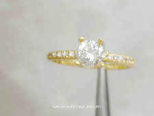 0.67ct Natural Diamond Engagement Ring Round Cut Eye Clean 14K Yellow Gold