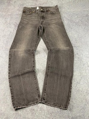 Levi s 501 90s Jeans Damen W31 L34 Schwarz Denim Faded Pocket Button Fly Loose Fit