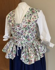 XL Floral Cotton Bodice/Short Gown. Colonial, Outlander, Ren Faire, Pirate-NWOT
