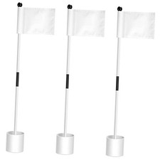 Set Golf Flagsticks Putting Flags for Yard, White Classic 3 Green