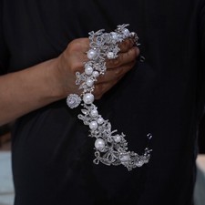 Princess cute pearls Crystal Bridal Tiaras Crowns Wedding zircon Headpiece