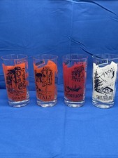 Four Vintage Pan Am Souvenir Glasses Italy Spain Switzerland Portugal MCM 1960s