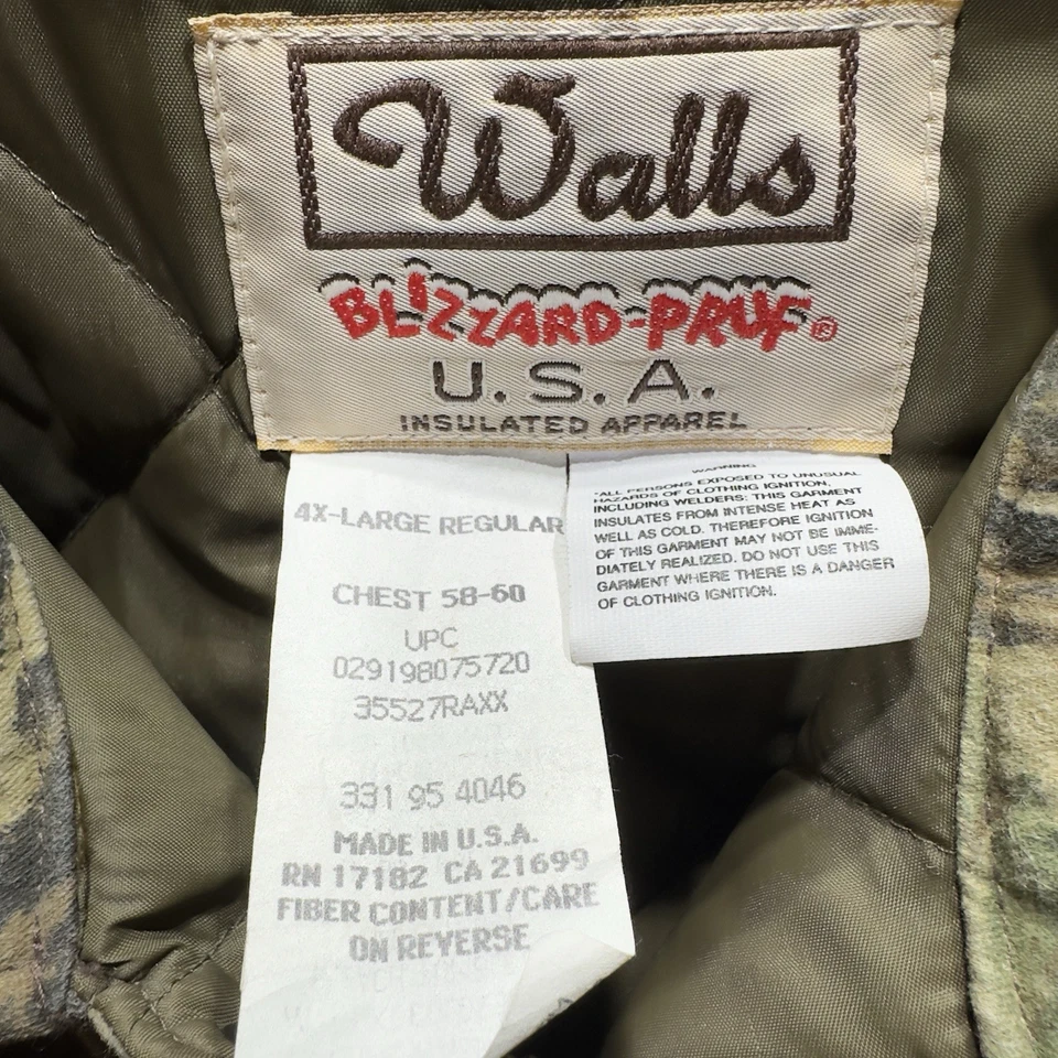 Walls Blizzard Pruf Coat Mens 4XL Camo USA Insulated Apparel Hunting Outdoors - Image 3 of 4