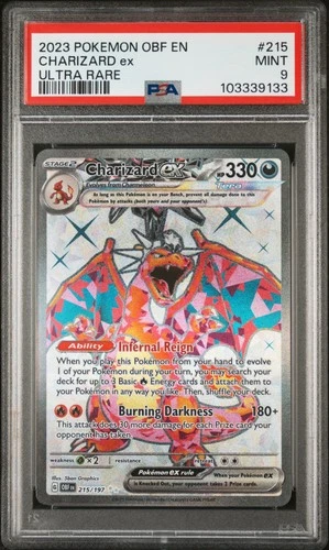 Charizard EX 215 PSA 9 Pokemon Ultra Rare Obf En-Obsidian Flames