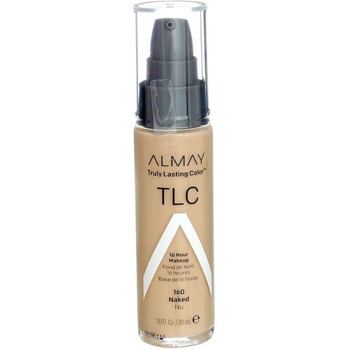 2 Pack Almay Truly Lasting Color 16 Hour Foundation Makeup, Naked 160, 1 fl oz
