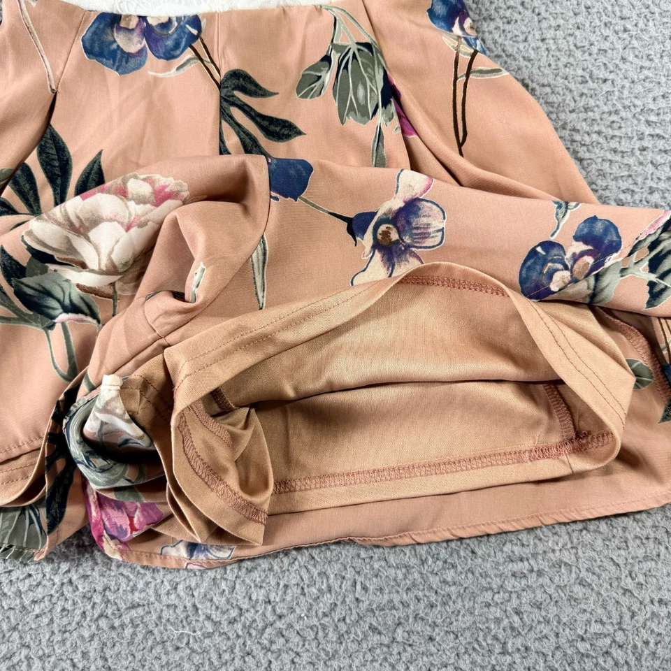 Mameluco Papaya Blanco Naranja Para Mujer S Floral Encaje Superpuesto Boho Acolchado Trasero Cremallera Foto 3 de 4