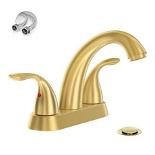 Brushed Gold 4 Inch Centerset 2 or 3 Holes 2 Handle Bathroom Faucet, Bathroom...