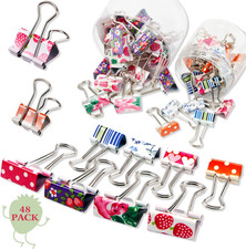 48 Pcs Cute Binder Clips with Box 2 Sizes Floral Office Clips Supplies Assorted