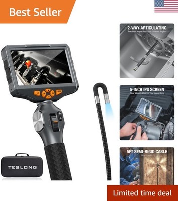 Handheld Inspection Camera   Two-Way Borescope with Light & 3000mAh Battery