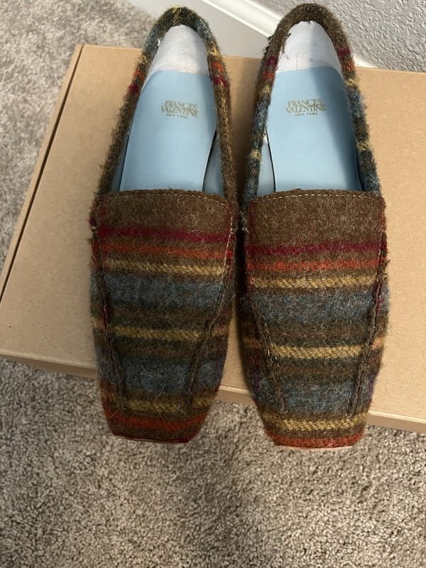 Frances Valentine Elyse Andrews Wool Plaid Loafers $298 Size 8