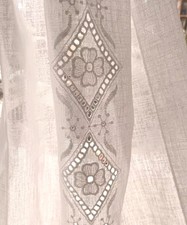 TENDINA A METRAGGIO FINESTRA TESSUTO RICAMO SANGALLO BIANCO misto lino larg cm45