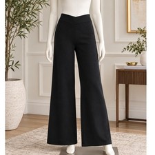 Zara Womens Pants Black Wool Blend Wide Leg Knit Small