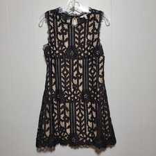 Speechless Black Lace Overlay Sheath Dress Women's Medium Sleeveless Keyhole