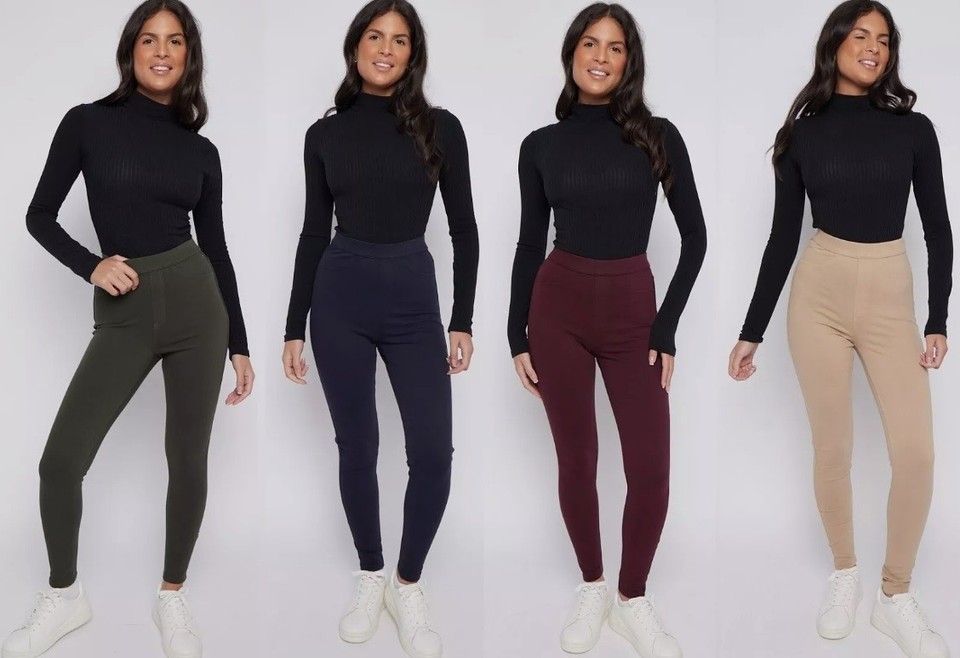 6084 Ladies Pull On Denim Cosy Jeggings Thick Cotton Comfort Stretch Marks