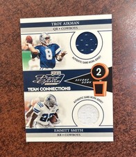2002 Playoff Piece of the Game - Emmitt Smith, Troy Aikman Game Worn Patch /50