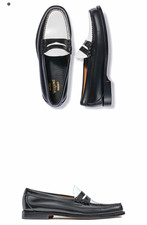 G.H. Bass Weejuns Colorblock Black/White Leather Penny Loafer Men's 8.5