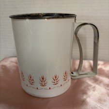 Vintage Androck Metal Flour Sifter Red White 1950s Hand Operated MCM Kitchen 5x6