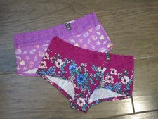 2 PAIRS TORRID LACE TRIM BOYSHORT PANTIES PURPLE SKULLS/FLORAL SIZE 0 LARGE/12