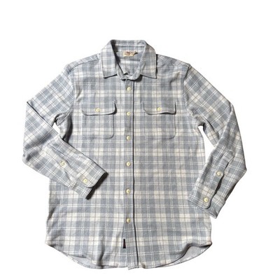 Faherty Knit Flannel Shirt Mens Blue White Plaid Coastal Casual SIZE M