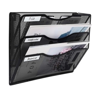 EasyPAG Wall Mount File Holder Mesh 6 Pack Single Pocket Hanging File Organizer Magzine Folder Basket Paper Rack For Office And Home Black - View #9