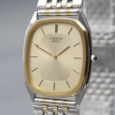 Near MINT Vintage SEIKO Credor 6730-5080 29mm Gold 14K Bezel SHA QZ Mens Watch