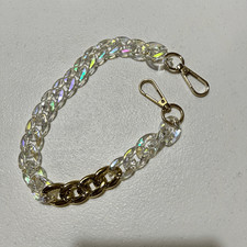 Viral Chunky Iridescent gold clip on bag charm chain purse strap 15 inch