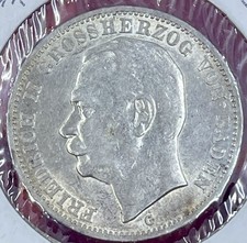 1914 G Baden German States .900 Silver (Drei) 3 Mark Germany Coin AU1914 G Baden