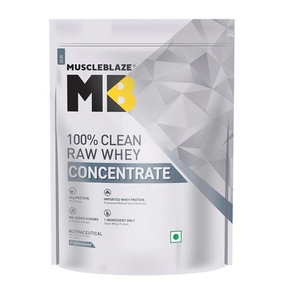 MuscleBlaze 100% Clean Raw Whey Protein Concentrate 500g Unflavoured