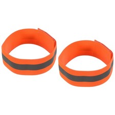 2 x Reflective Bands for Arm Wrist Ankle Leg 14x1.5 Inch Strip Wide Orange