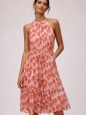 Anna Sui Collection Silk Tie Waist Dress Womens Sz 12 Designer Luxury Summer