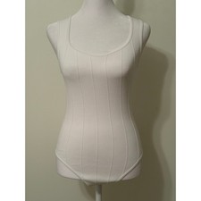 Zara White Ribbed Seamed Tank Bodysuit