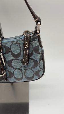 COACH Signature Soho 6362 One Shoulder Handbag Black Blue Canvas