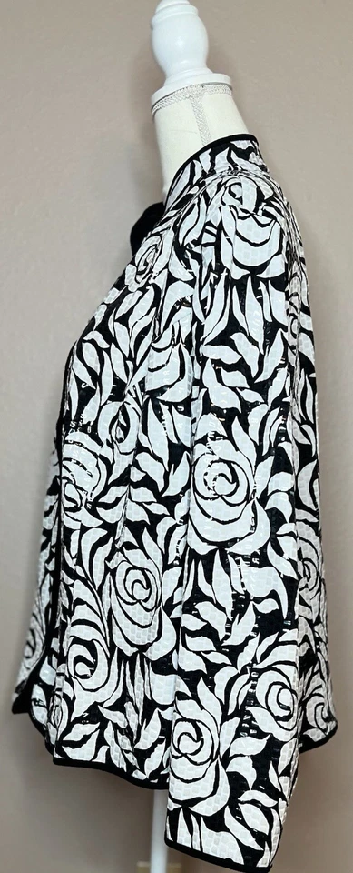 aDRESSing WOMAN Jacket Floral Plus Size 3X Full Zip Front Shimmer Holiday - Image 4 of 4