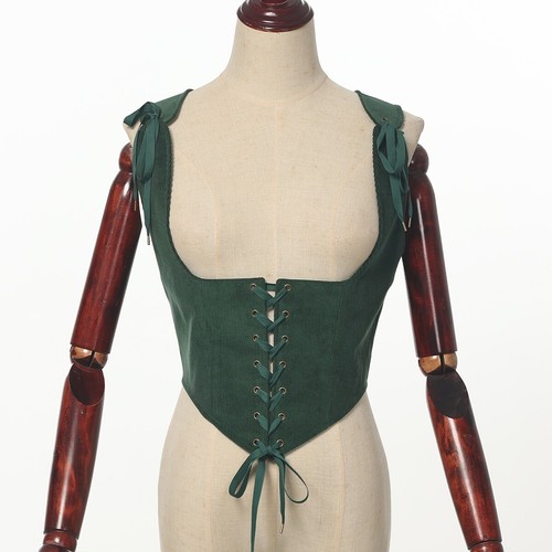 Medieval Women Bodice Vest Renaissance Lace Up Corset Pirate Corduroy Waistcoat - Picture 21 of 24