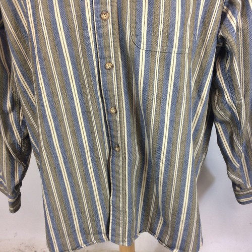 Vintage 90s Carhartt Denim Stripe Canvas Work Shirt Outdoor Wear Farm Pocket XXL - Picture 5 of 6