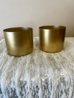Threshold Gold Candle Holder Decorative Flower Pot 4.5  Set Of 2  NWOT