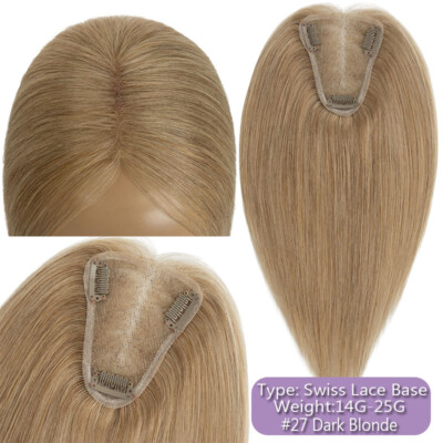 100% Remy Echthaar Damen Topper Toupet Clip In Seide Base Extensions Mit Bang 9A