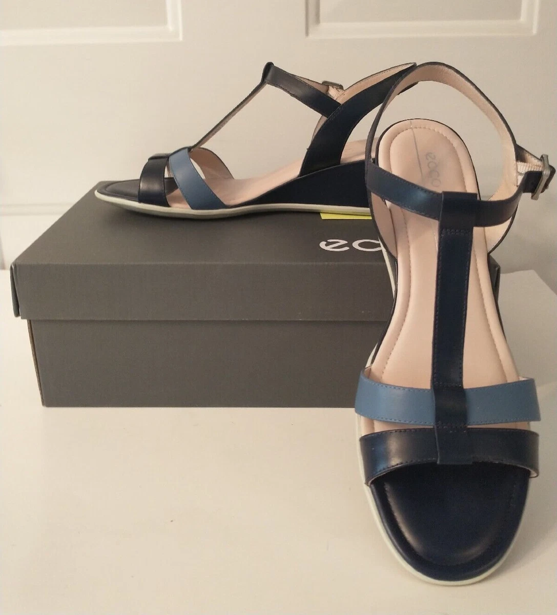 mangel Anoi Cornwall Ecco 250133 58913 Shape 35 Wedge Navy Sandals sz US 9 9.5 UK 6.5 7 EU 40 |  eBay