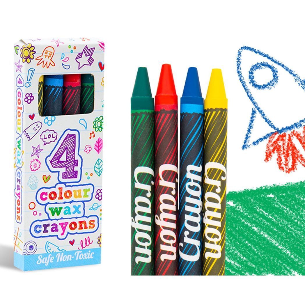 Henbrandt Safe and Non-Toxic 4 Mini Assorted Colours Children's Wax Crayons