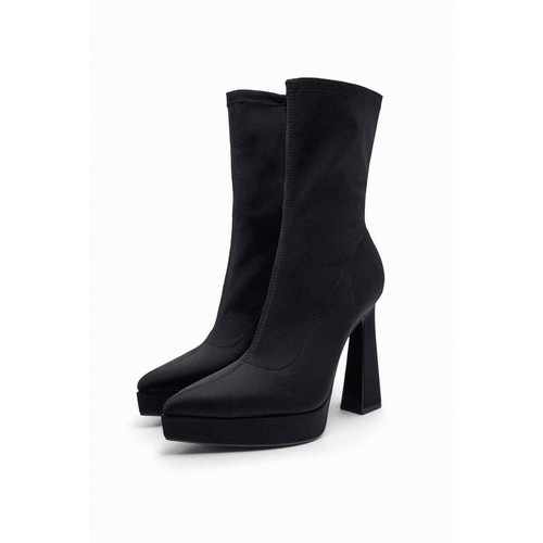 ZARA Platform heeled ankle black boots - Picture 4 of 9